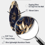 Blue Gold Peonies Celebration IV - Asymmetric Metal Wall Clock
