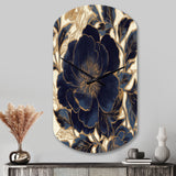 Blue Gold Peonies Celebration IV - Asymmetric Metal Wall Clock