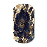 Blue Gold Peonies Celebration IV - Asymmetric Metal Wall Clock