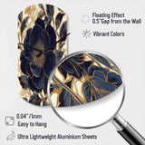 Blue Gold Peonies Celebration IV - Asymmetric Metal Wall Clock