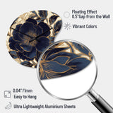 Blue Gold Peonies Celebration IV - Asymmetric Metal Wall Clock