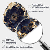Blue Gold Peonies Celebration IV - Asymmetric Metal Wall Clock