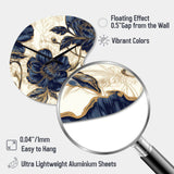 Blue Gold Peonies Celebration VII - Asymmetric Metal Wall Clock