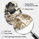 Blue Gold Peonies Symphony I - Asymmetric Metal Wall Clock