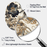 Blue Gold Peonies Symphony I - Asymmetric Metal Wall Clock
