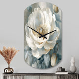 White Blue Peonies Symphony I - Asymmetric Metal Wall Clock