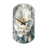 White Blue Peonies Symphony I - Asymmetric Metal Wall Clock