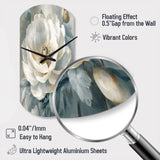 White Blue Peonies Symphony I - Asymmetric Metal Wall Clock