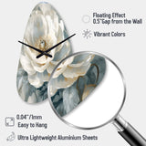 White Blue Peonies Symphony I - Asymmetric Metal Wall Clock