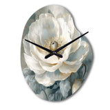 White Blue Peonies Symphony I - Asymmetric Metal Wall Clock