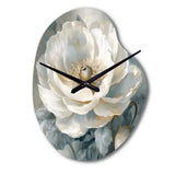 White Blue Peonies Symphony I - Asymmetric Metal Wall Clock