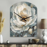 White Blue Peonies Symphony II - Asymmetric Metal Wall Clock