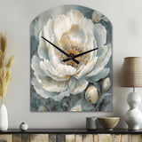 White Blue Peonies Symphony II - Asymmetric Metal Wall Clock