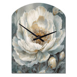 White Blue Peonies Symphony II - Asymmetric Metal Wall Clock