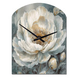 White Blue Peonies Symphony II - Asymmetric Metal Wall Clock