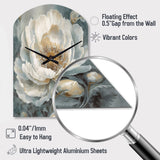 White Blue Peonies Symphony II - Asymmetric Metal Wall Clock
