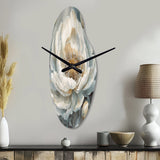 White Blue Peonies Symphony II - Asymmetric Metal Wall Clock