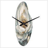 White Blue Peonies Symphony II - Asymmetric Metal Wall Clock