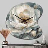 White Blue Peonies Symphony II - Asymmetric Metal Wall Clock