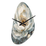White Blue Peonies Symphony II - Asymmetric Metal Wall Clock