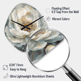 White Blue Peonies Symphony II - Asymmetric Metal Wall Clock
