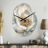 White Blue Peonies Symphony II - Asymmetric Metal Wall Clock