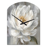 White Grey Peonies Artistry - Asymmetric Metal Wall Clock