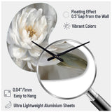 White Grey Peonies Artistry - Asymmetric Metal Wall Clock