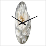 White Grey Peonies Artistry - Asymmetric Metal Wall Clock