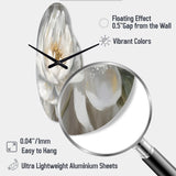 White Grey Peonies Artistry - Asymmetric Metal Wall Clock