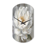 White Grey Peonies Artistry - Asymmetric Metal Wall Clock