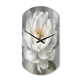 White Grey Peonies Artistry - Asymmetric Metal Wall Clock