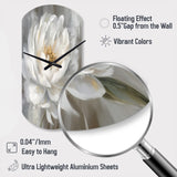 White Grey Peonies Artistry - Asymmetric Metal Wall Clock