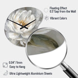 White Grey Peonies Artistry - Asymmetric Metal Wall Clock