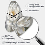 White Grey Peonies Artistry - Asymmetric Metal Wall Clock