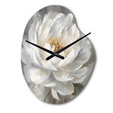 White Grey Peonies Artistry - Asymmetric Metal Wall Clock