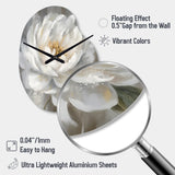 White Grey Peonies Artistry - Asymmetric Metal Wall Clock