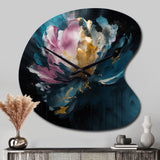 Blue Pink Peonies Artistry II - Asymmetric Metal Wall Clock