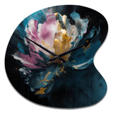Blue Pink Peonies Artistry II - Asymmetric Metal Wall Clock