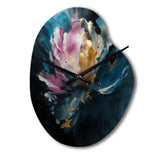 Blue Pink Peonies Artistry II - Asymmetric Metal Wall Clock