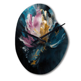 Blue Pink Peonies Artistry II - Asymmetric Metal Wall Clock