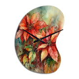 Red Blossoming Poinsettias II - Asymmetric Metal Wall Clock