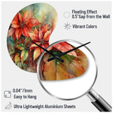 Red Blossoming Poinsettias II - Asymmetric Metal Wall Clock