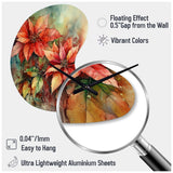 Red Blossoming Poinsettias II - Asymmetric Metal Wall Clock