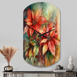 Red Blossoming Poinsettias II - Asymmetric Metal Wall Clock