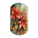 Red Blossoming Poinsettias II - Asymmetric Metal Wall Clock
