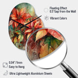 Red Blossoming Poinsettias II - Asymmetric Metal Wall Clock