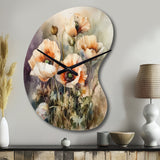 Orange Peonies Blooms II - Asymmetric Metal Wall Clock