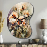 Orange Peonies Blooms II - Asymmetric Metal Wall Clock