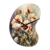 Orange Peonies Blooms II - Asymmetric Metal Wall Clock